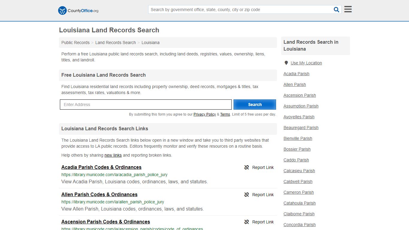 Louisiana Land Records Search - County Office